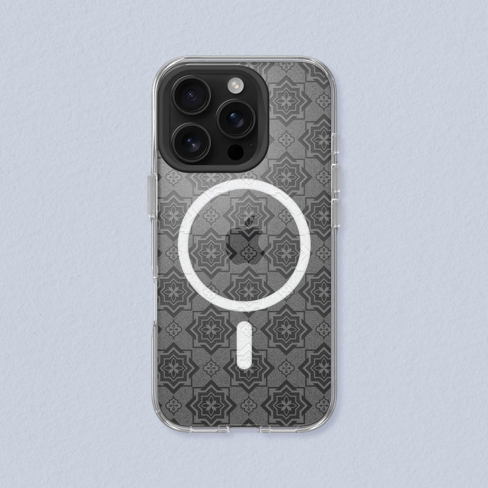 RHINOSHIELD 犀牛盾 iPhone 12/Pro/Pro Max Clear(MagSafe兼容)透明防摔手機殼-獨家設計玻璃紋理-摩洛哥花磚馬賽克玻璃