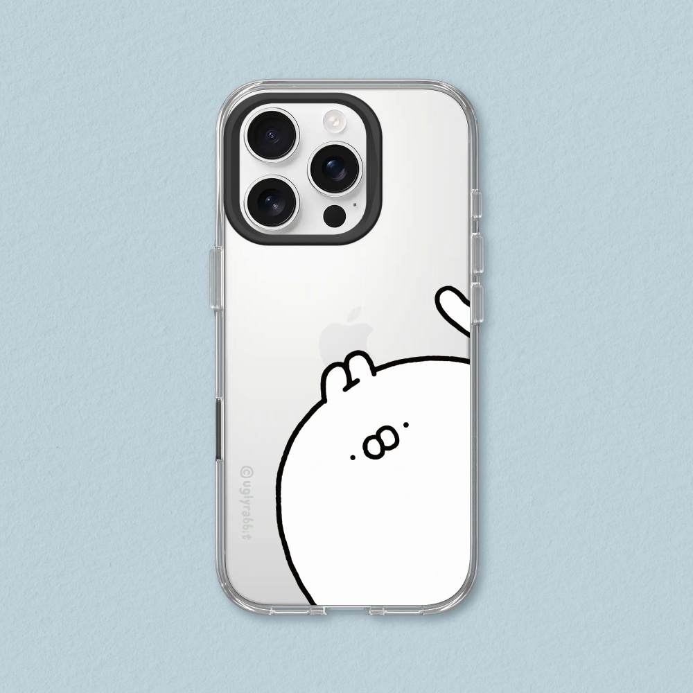 RHINOSHIELD 犀牛盾 iPhone 15/Plus/Pro/Pro Max Clear 抗黃化透明防摔手機殼|醜白兔-大臉經典款