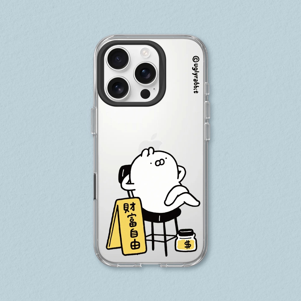 RHINOSHIELD 犀牛盾 iPhone 14/Plus/Pro/Pro Max Clear(MagSafe兼容)透明防摔手機殼｜醜白兔系列-財富自由啦!