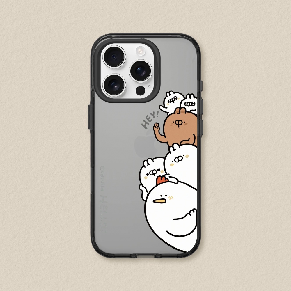 RHINOSHIELD 犀牛盾 iPhone 16/Plus/Pro/Pro Max JellyTint透明防摔手機殼|相機鍵按鈕版|醜白兔-醜白兔的夥伴們