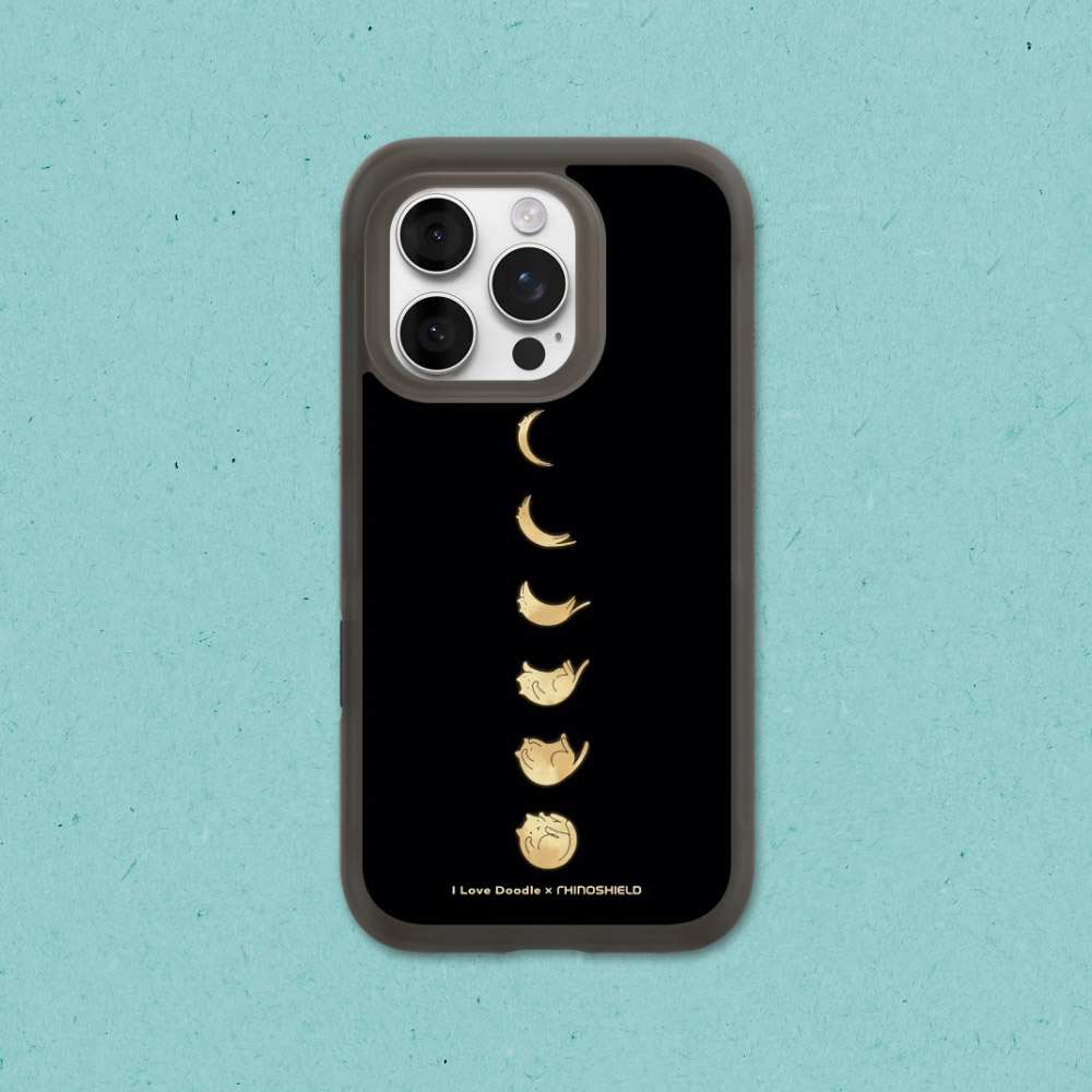RHINOSHIELD 犀牛盾 iPhone 15 Pro/15 Pro Max AirX MagSafe兼容 氣墊緩衝磁吸防摔手機殼|ilovedoodle系列-貓咪月象-黑