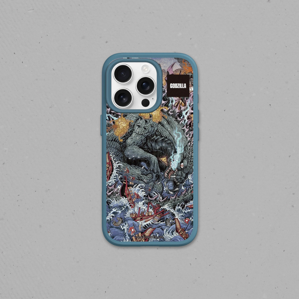RHINOSHIELD 犀牛盾 iPhone 14/Plus/Pro/Pro Max SolidSuit 經典防摔背蓋手機殼|哥吉拉Godzilla系列-海上大戰