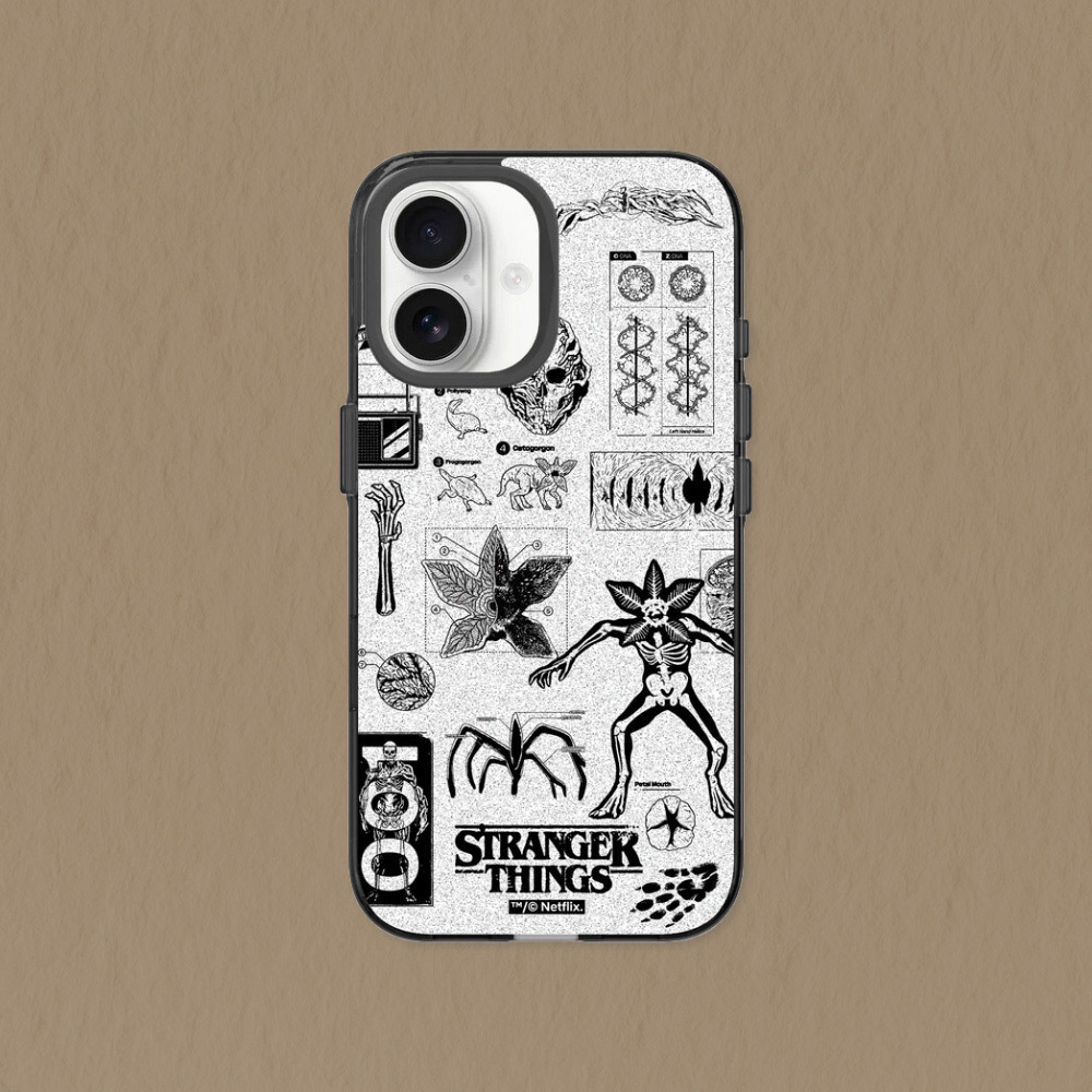 RHINOSHIELD 犀牛盾 iPhone 17e/16e 共用Clear 抗黃化透明防摔手機殼｜怪奇物語-顛倒世界怪物圖鑑 黑白款