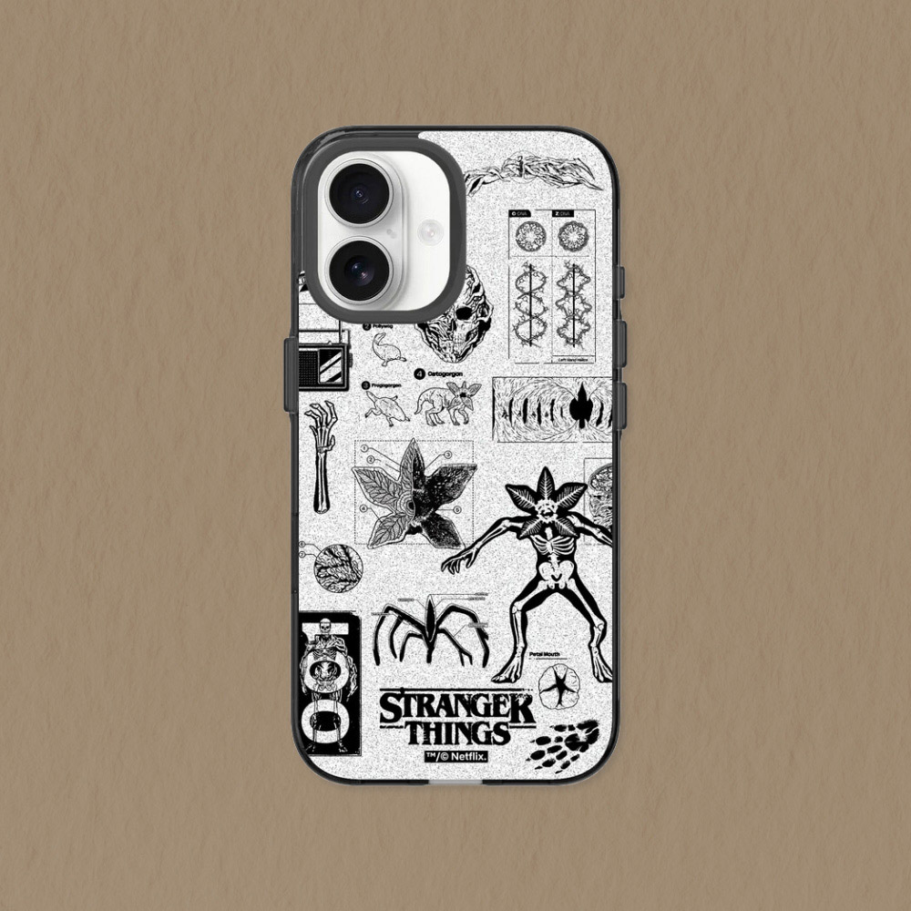 RHINOSHIELD 犀牛盾 iPhone 17e/16e 共用 Clear MagSafe兼容 抗黃化透明防摔磁吸手機殼|怪奇物語-顛倒世界怪物圖鑑 黑白款