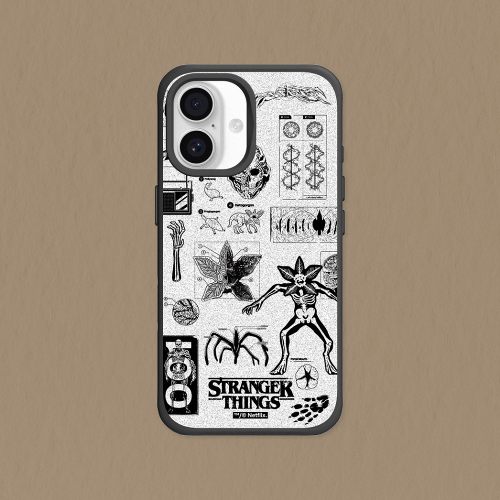 RHINOSHIELD 犀牛盾 iPhone 16/Plus/Pro/Pro Max SolidX MagSafe兼容 防摔磁吸手機殼｜怪奇物語-顛倒世界怪物圖鑑 黑白款