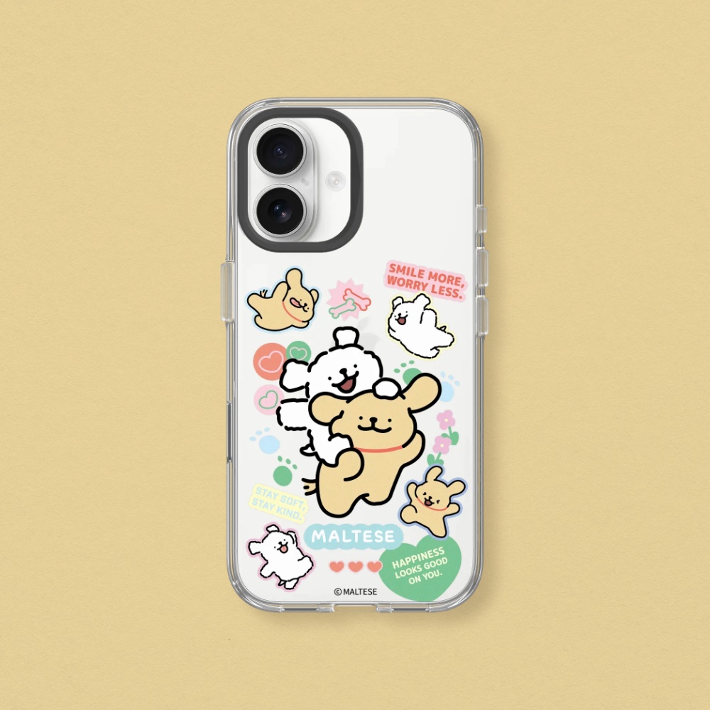 RHINOSHIELD 犀牛盾 iPhone 16/Plus/Pro/Pro Max Clear 抗黃化透明防摔手機殼|線條小狗-線條小狗貼紙