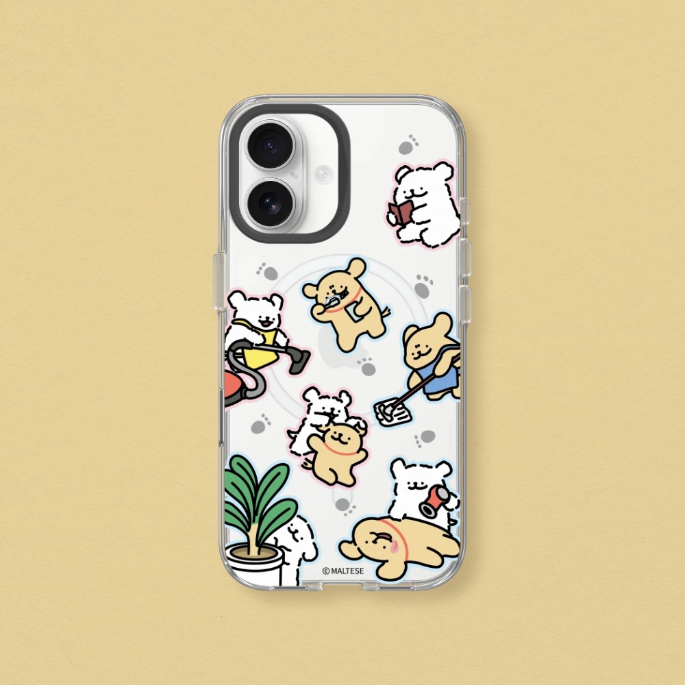 RHINOSHIELD 犀牛盾 iPhone 15/Plus/Pro/Pro Max Clear MagSafe兼容 抗黃化透明防摔磁吸手機殼|線條小狗-生活中的小事
