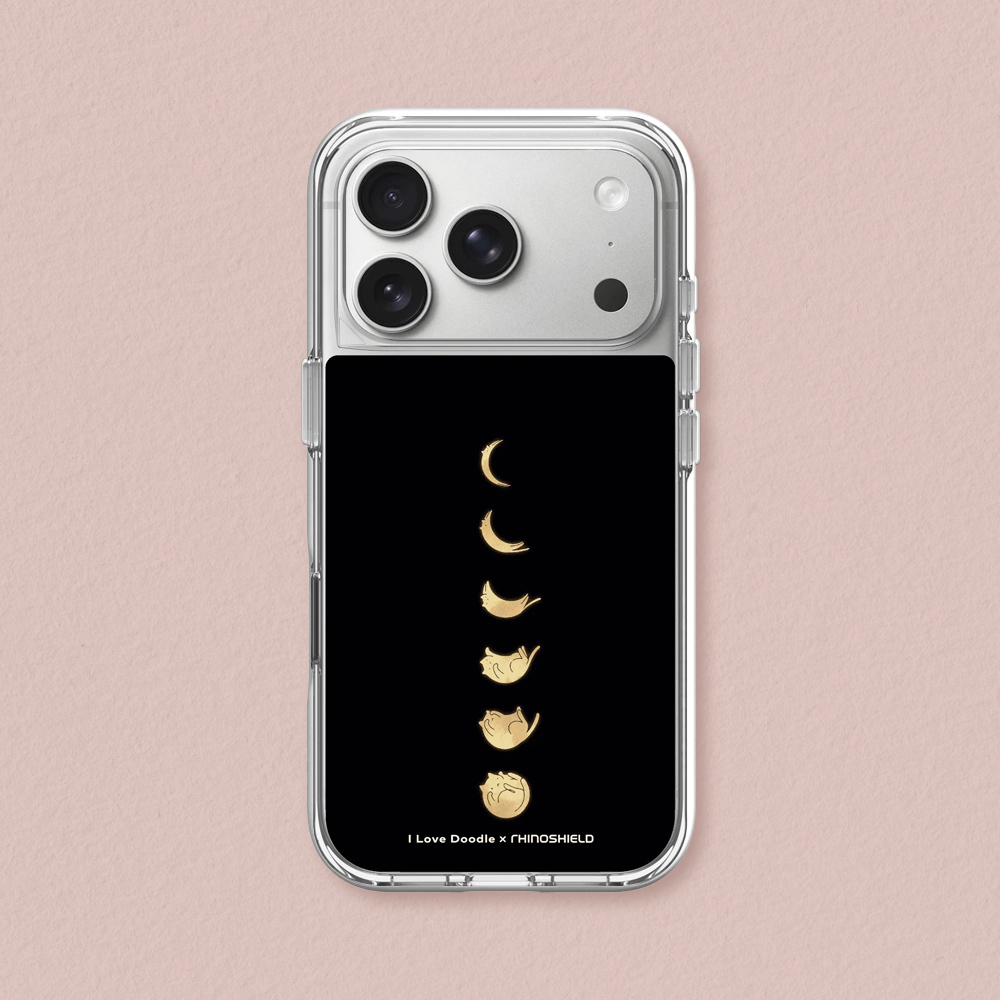 RHINOSHIELD 犀牛盾 iPhone 18 Pro/18 Pro Max Clear 抗黃化透明防摔手機殼|ilovedoodle-貓咪月象-黑