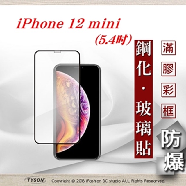 Tyson 太森 Apple iPhone 12 mini (5.4吋) 2.5D滿版滿膠 彩框鋼化玻璃保護貼 9H 螢幕保護貼 強化玻璃