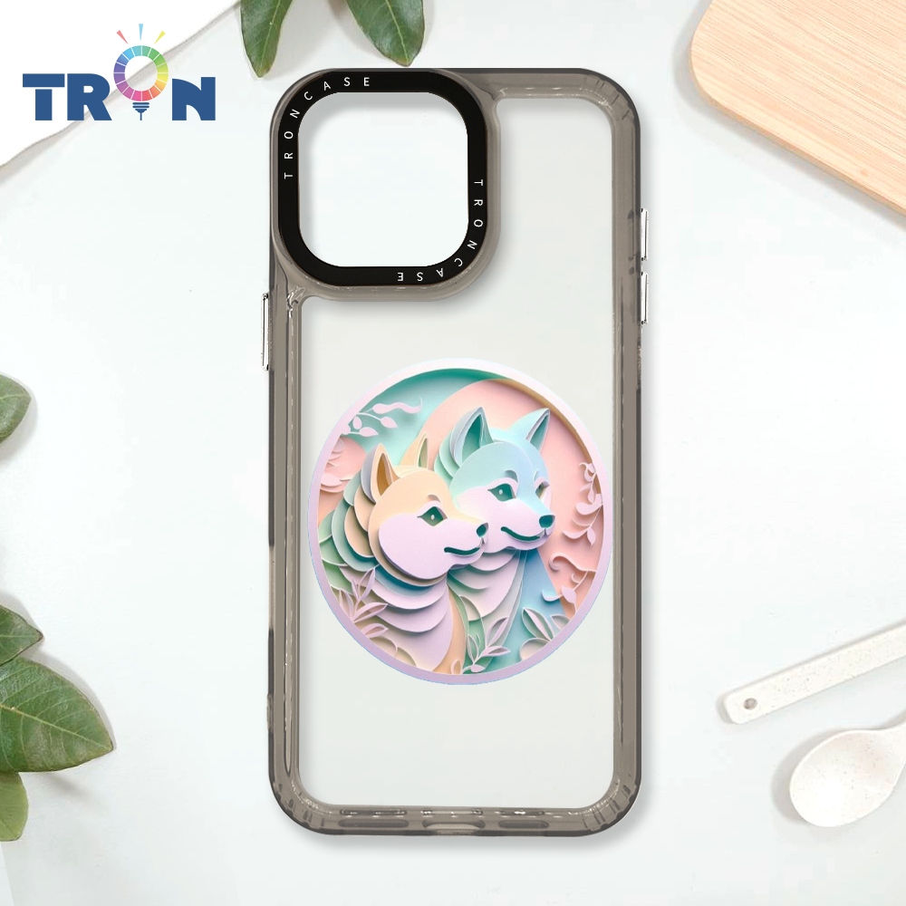 TRON IPhone 16 Pro Max 可愛紙雕柴犬 太空殼 透黑款 手機殼