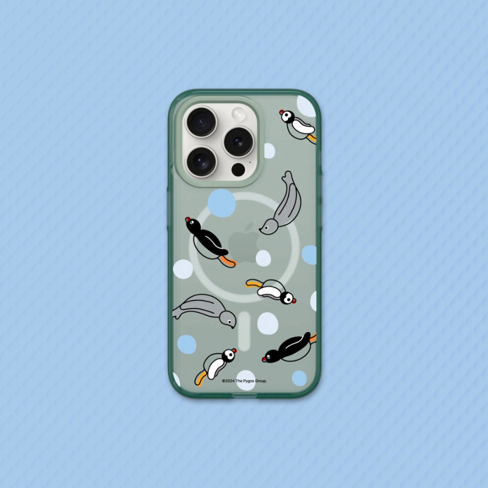RHINOSHIELD 犀牛盾 iPhone 16/Plus/Pro/Max JellyTint 磁吸透明防摔手機殼|相機鍵按鈕版|Pingu企鵝家族-一起游泳