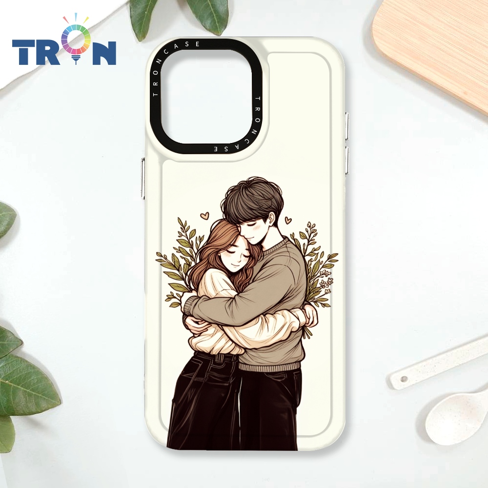 TRON iPhone 16 Pro Max 情侶深情擁抱彩色背景系列 太空殼 透白款 手機殼