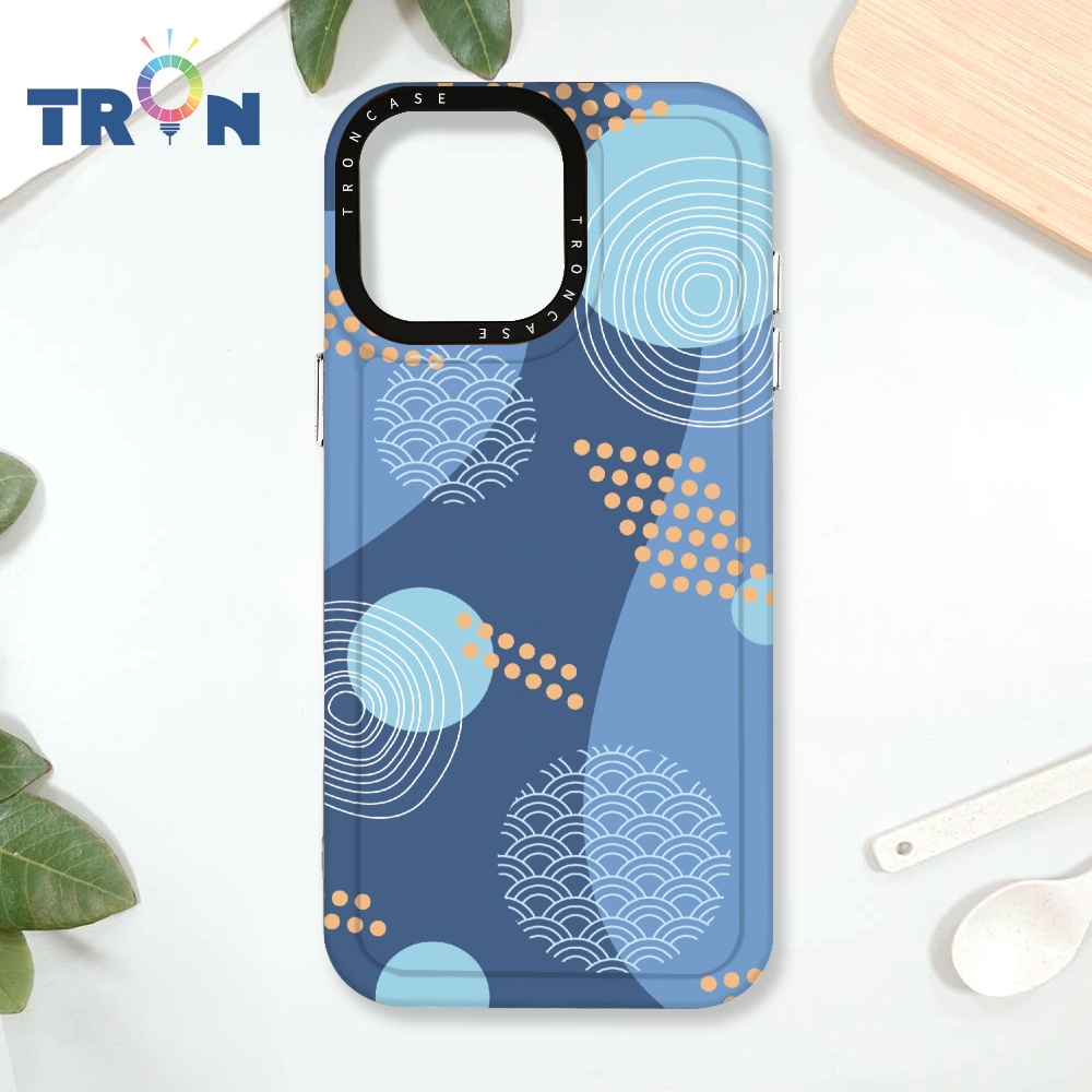 TRON IPhone 16 Pro Max 日系和風圓點海波系列 太空殼 透黑款 手機殼