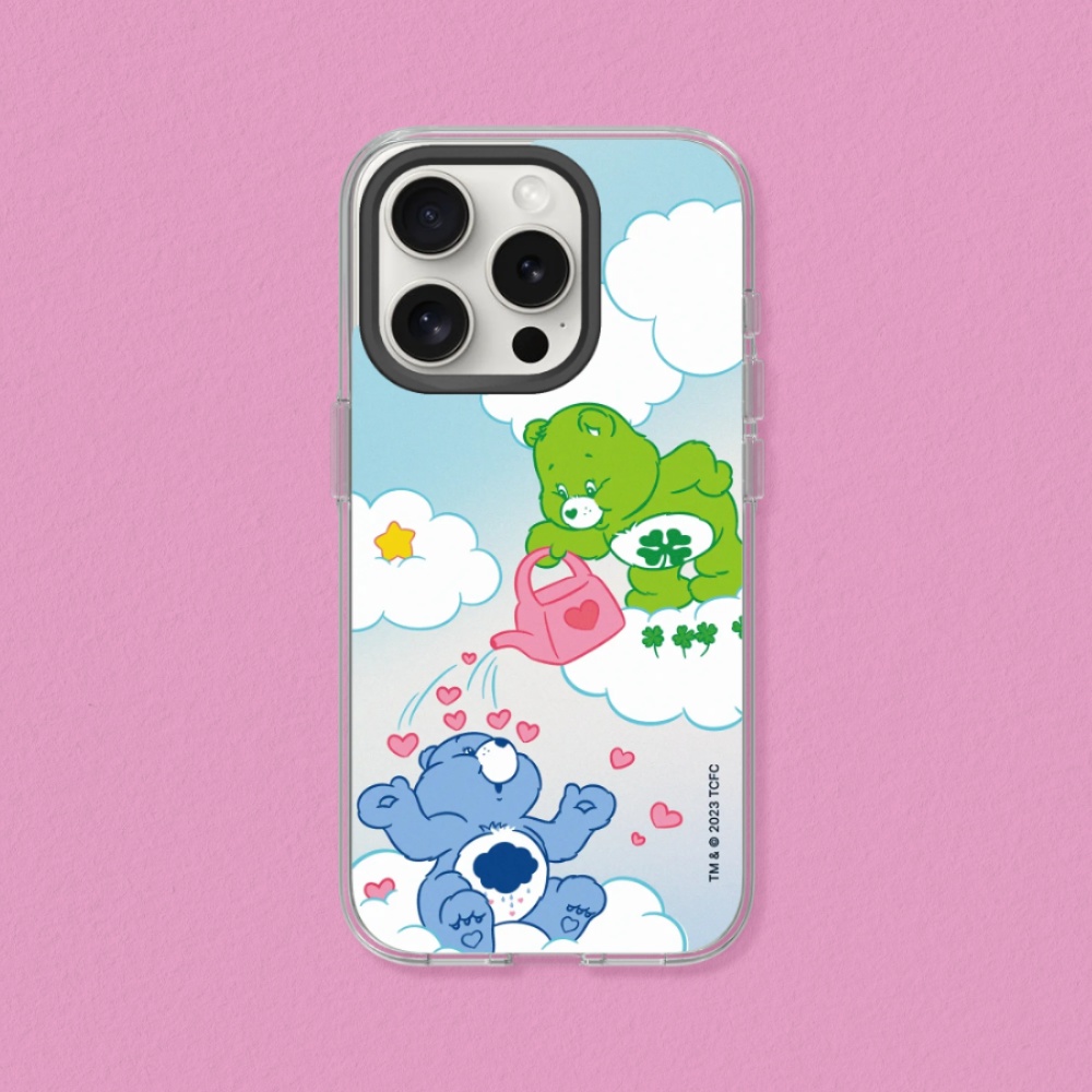 RHINOSHIELD 犀牛盾 iPhone 16/Plus/Pro/Max Clear MagSafe兼容 透明防摔磁吸手機殼|相機鍵按鈕版|Care Bears-雨愛灌溉
