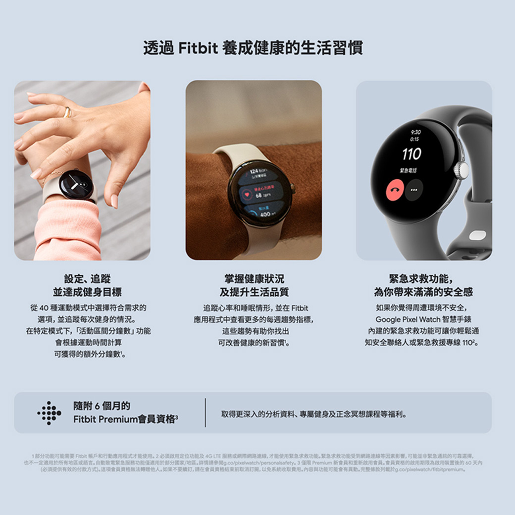 Google Pixel Watch LTE 金屬銀不鏽鋼錶殼石墨黑運動錶帶- PChome 24h購物