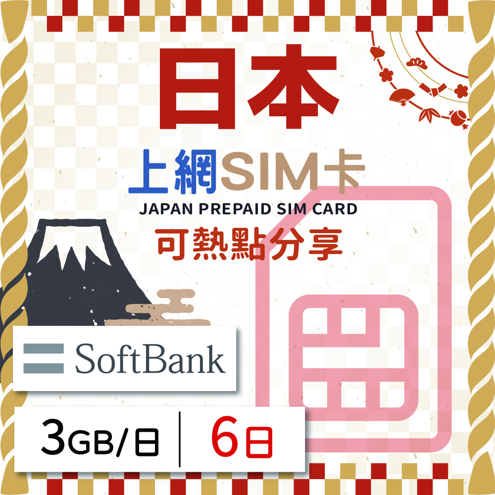 GLOBAL WiFi 無限全球通 日本上網SIM卡 6天方案 每日3GB降速吃到飽 日本網卡 4G高速上網SIM卡