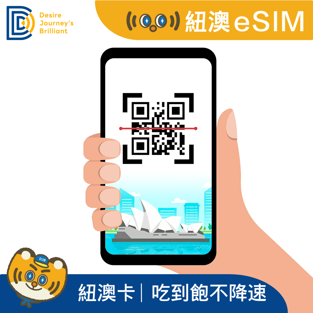 DJB 紐西蘭/澳洲eSIM 8天吃到飽不降速