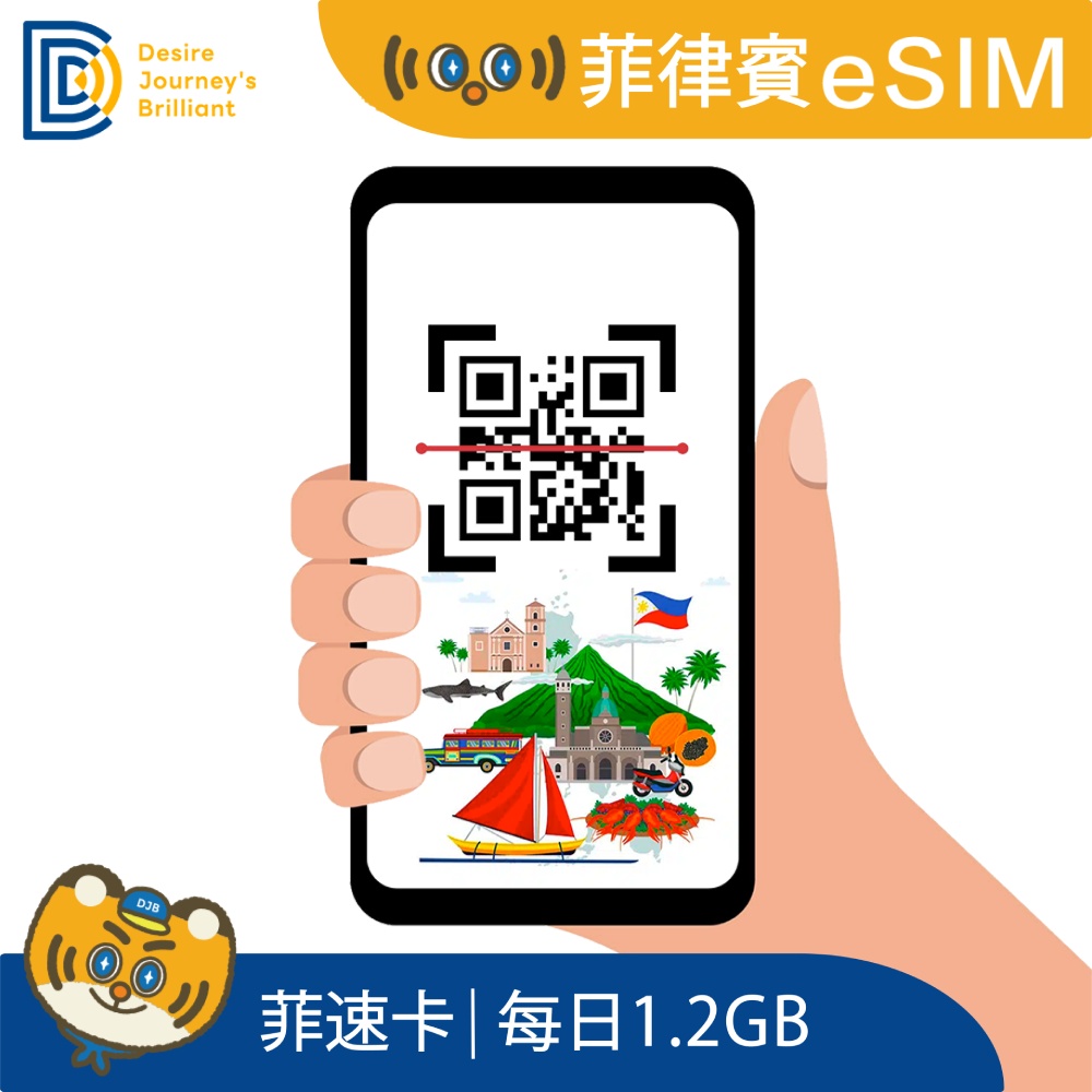 DJB 菲速卡_菲律賓eSIM 6天每日1.2GB流量 降速吃到飽