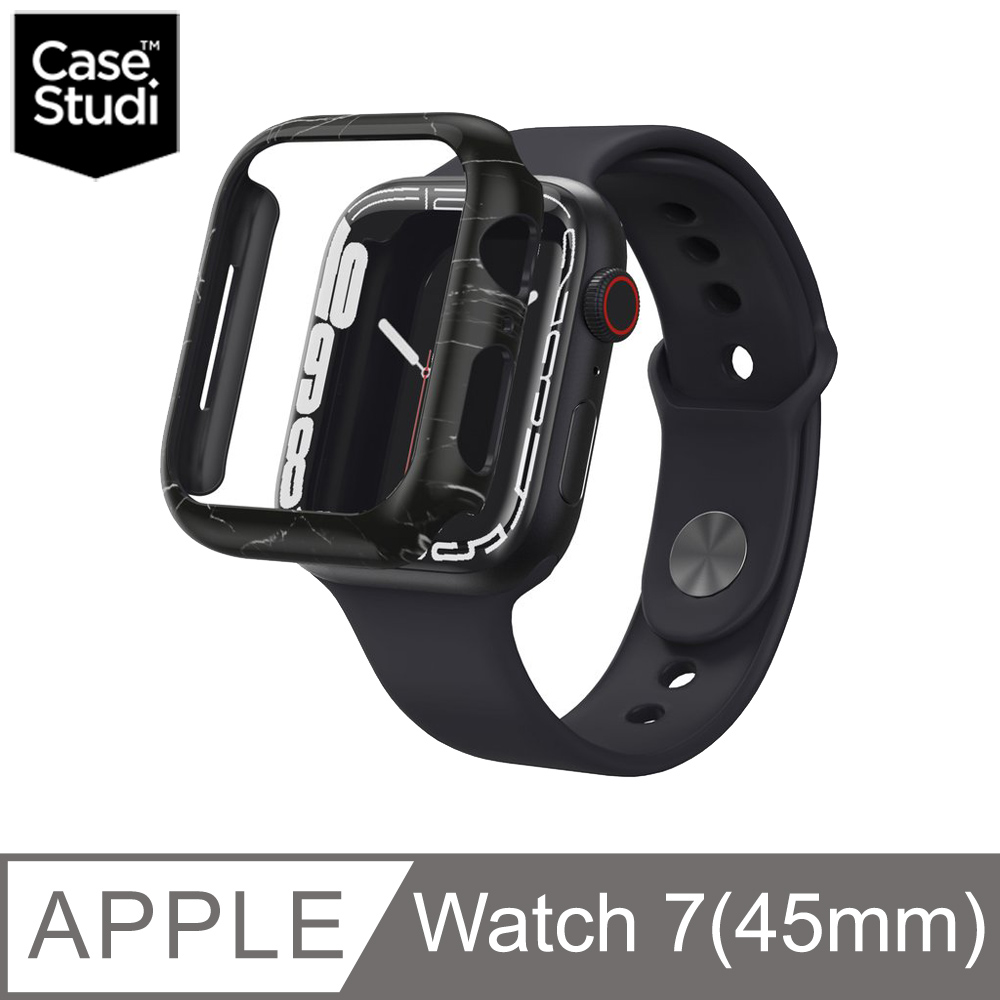 CaseStudi AppleWatch 9/8/7 45mm Prismart 錶殼(相容44mm Watch)-黑色石紋