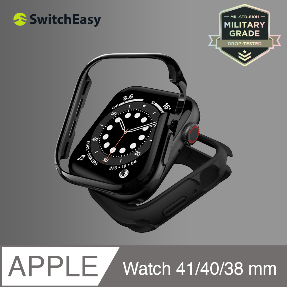 SwitchEasy 魚骨牌 Apple Watch 41/40 mm Odyssey Glossy Edition 鋁合金手錶殼,閃耀黑