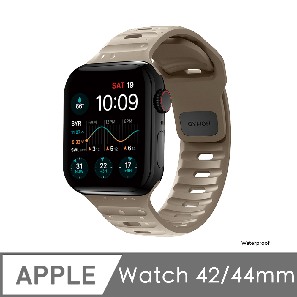 美國nomad Apple Watch專用運動風fkm橡膠錶帶 44 42mm 沙棕 Pchome 24h購物