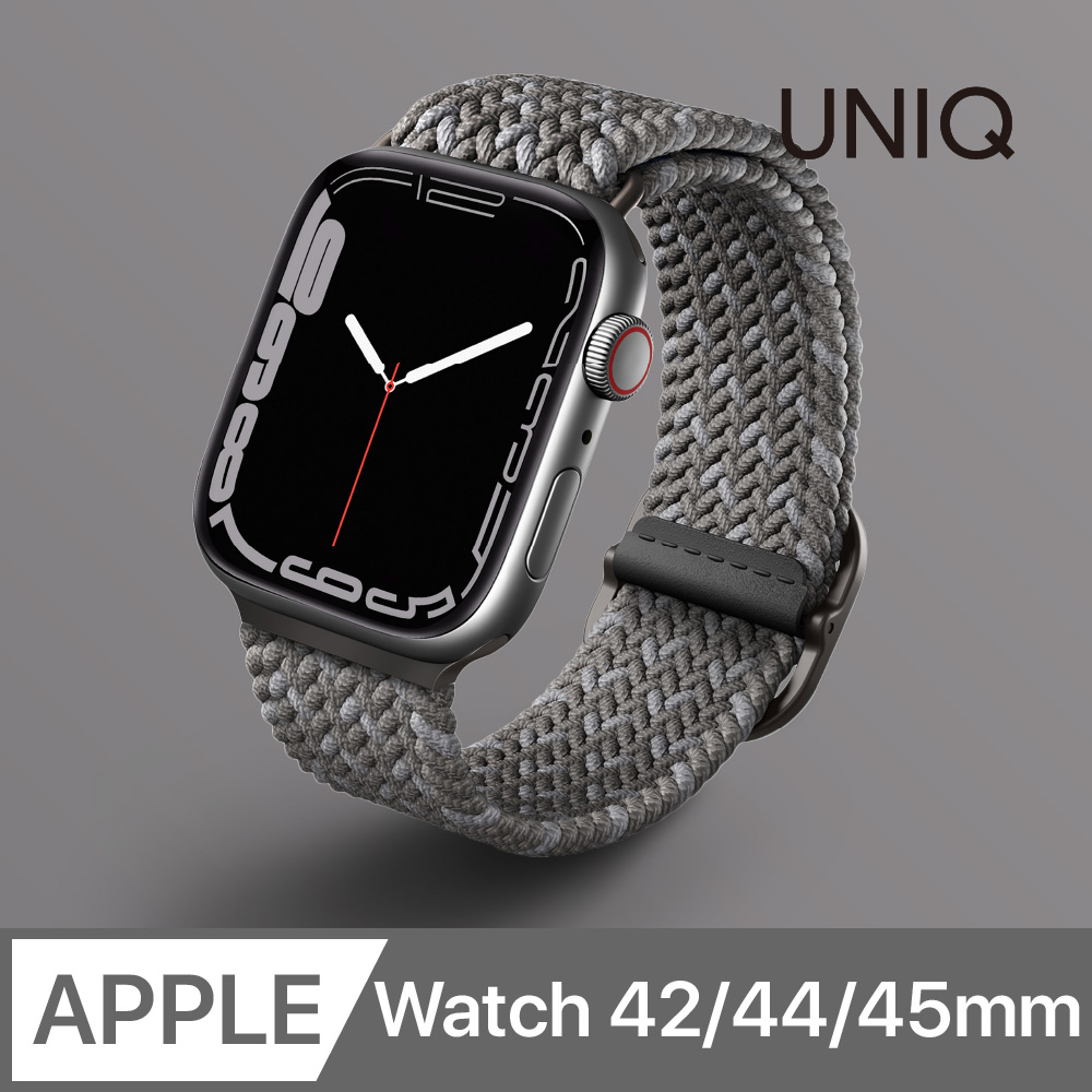 UNIQ Aspen DE Apple Watch 雙色防潑水高彈力編織單圈錶帶 灰色 42/44/45mm 共用款
