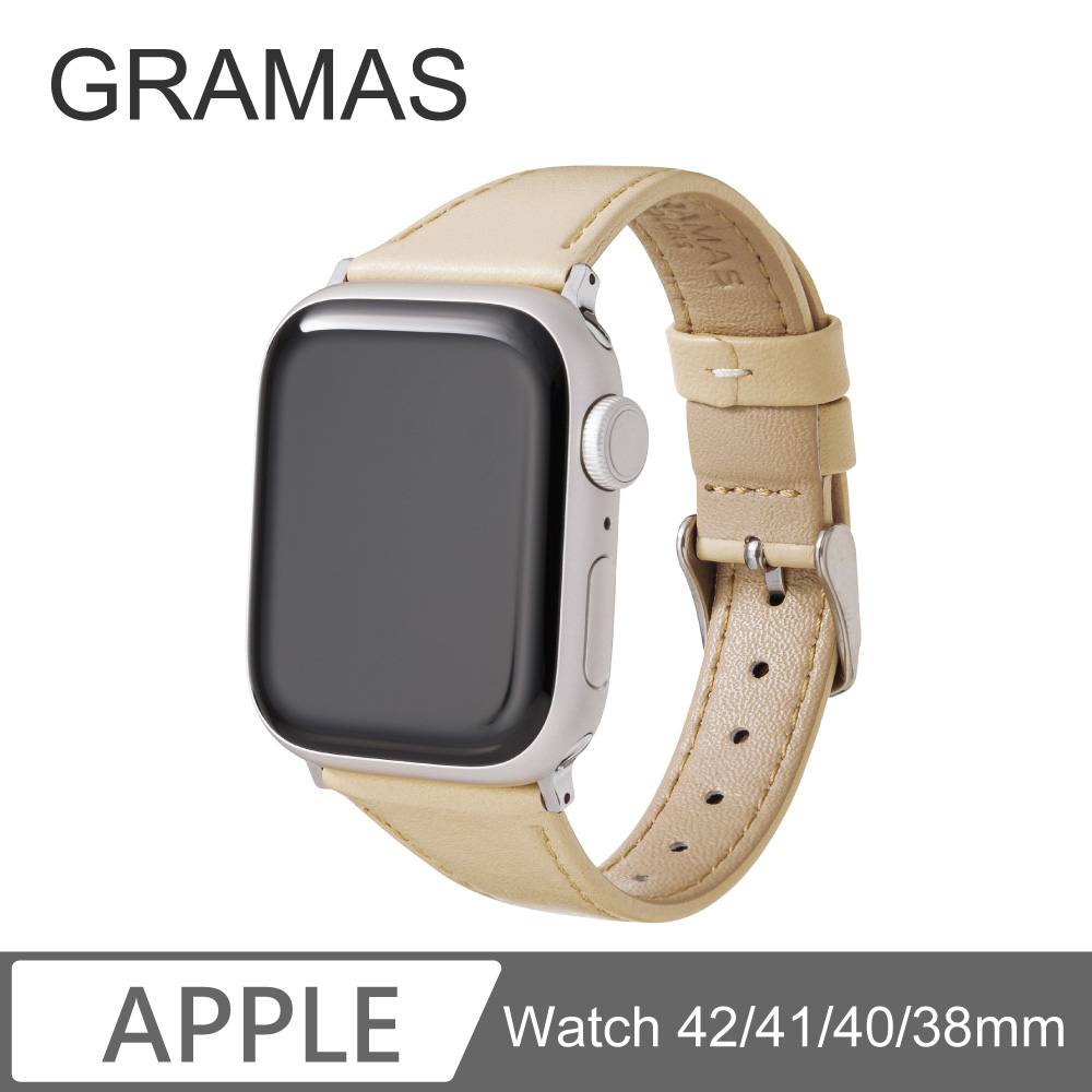 Gramas Apple Watch 38/40/41/42mm 莫蘭迪仕女真皮錶帶-象牙白