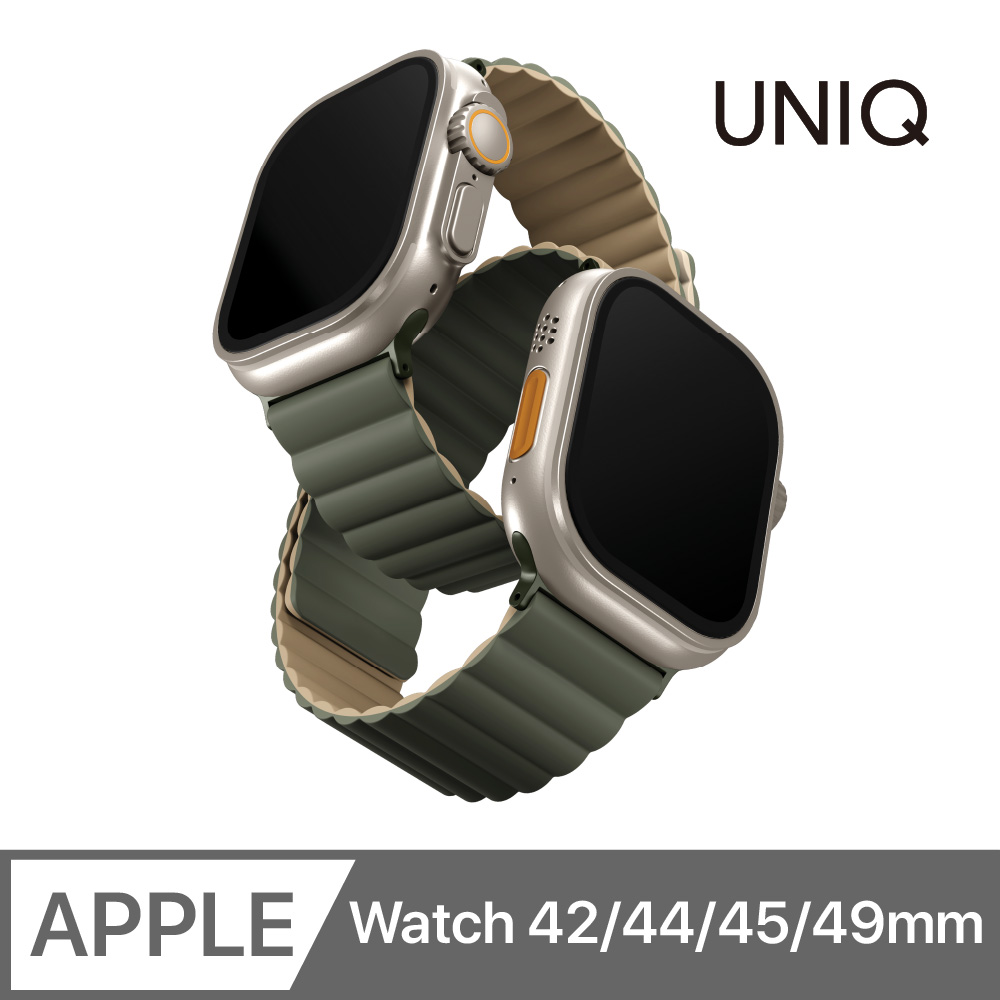 UNIQ Revix Apple Watch 雙色防水矽膠磁吸錶帶42/44/45/49mm 共用款灰