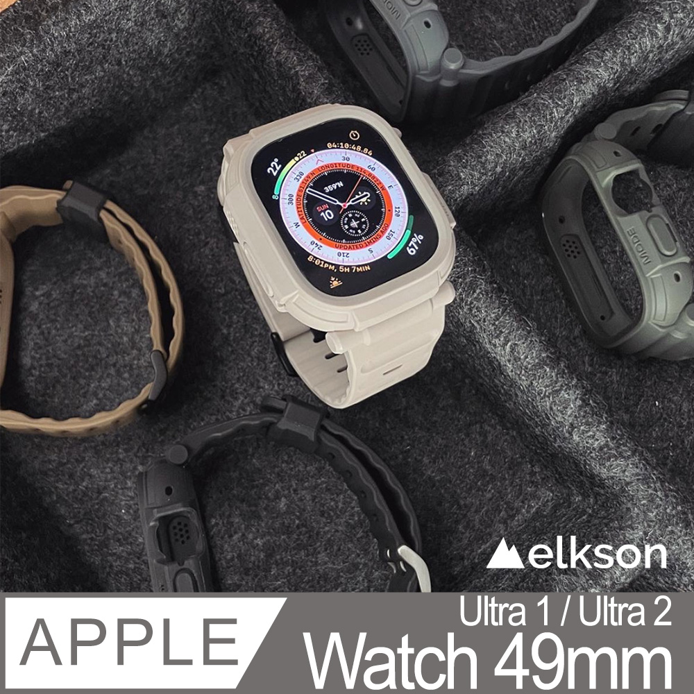 來自加拿大  Apple Watch  Ultra 1-2 Quattro Pro2.0 一體成形軍規錶帶+9H鋼化膜套組_49mm