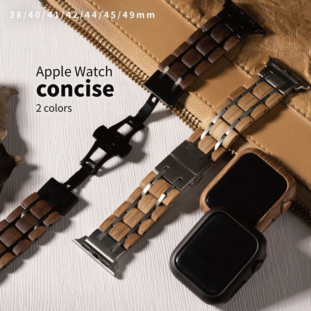 ALL TIME 完全計時 錶帶館木質拼接鋼款錶帶 38/40/41/42/44/45/49mmUltra Apple watch錶帶