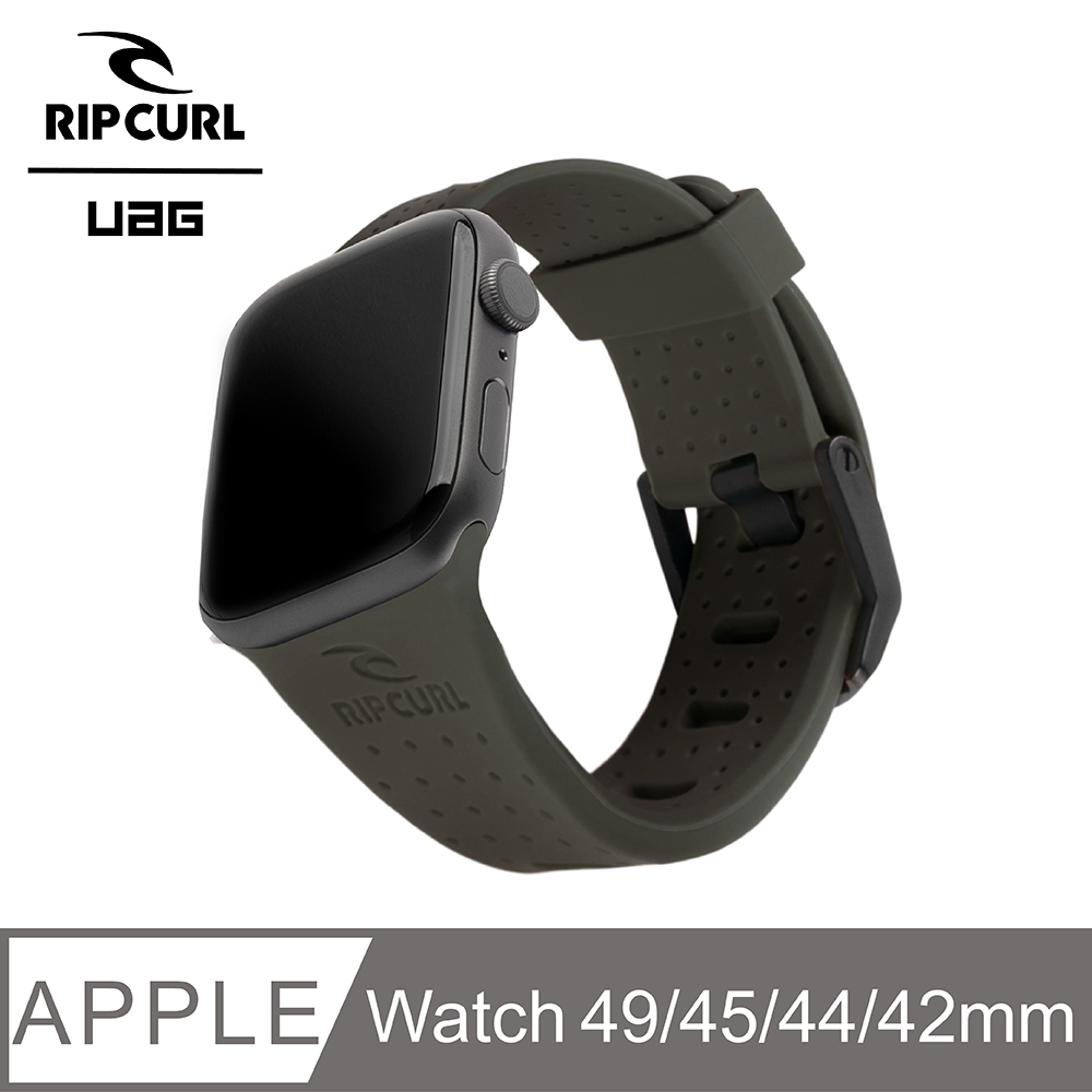 UAG  X RIP CURL Apple Watch 42/44/45/49mm 舒適矽膠運動錶帶-鈦灰