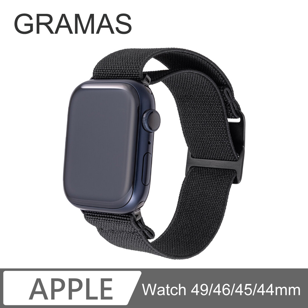 Gramas Apple Watch 44/45/46/49mm 法國海軍大帆布錶帶-黑色
