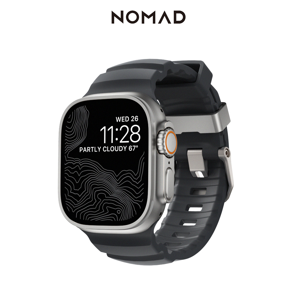 NOMAD 美國Apple Watch專用硬悍FKM橡膠錶帶(銀扣＆黑扣) Apple Watch 1  