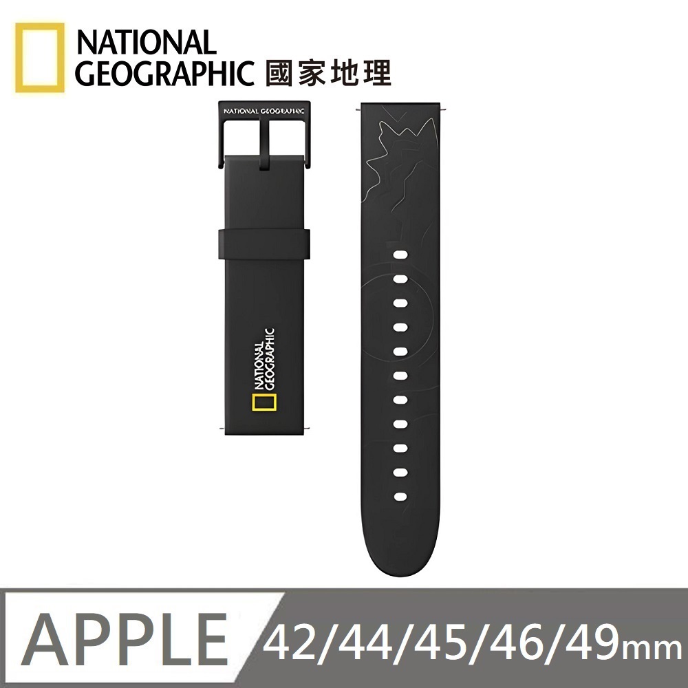 National Geographic 國家地理 Smart Apple Watch Strap 矽膠錶帶 適用 Apple Watch 42/44/45/46/49mm - 山脈黑