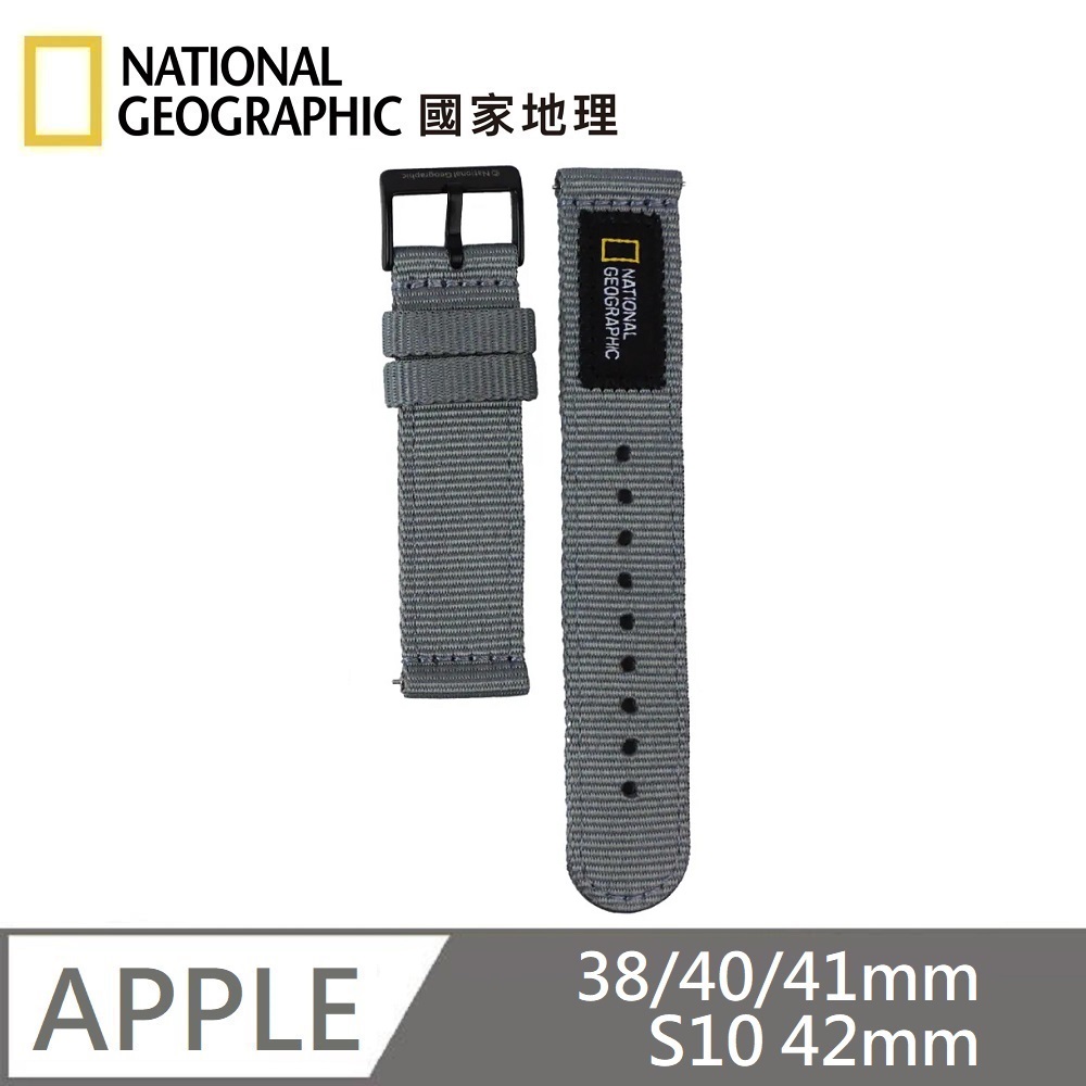 National Geographic 國家地理 Apple Watch Nato Strap 尼龍錶帶 適用 Apple Watch 38/40/41mm、S10 42mm - 灰色