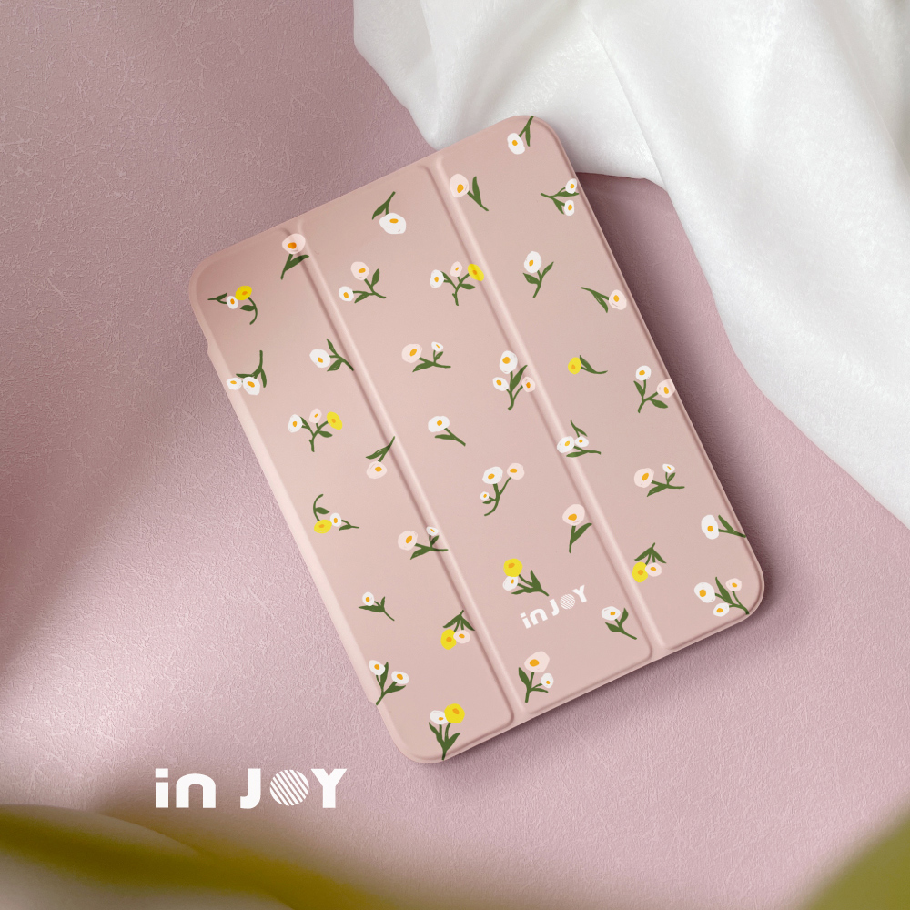 INJOY mall iPad9/iPad10/Air5/Air11/Pro11系列 迷人小圓花 附筆槽平板保護套