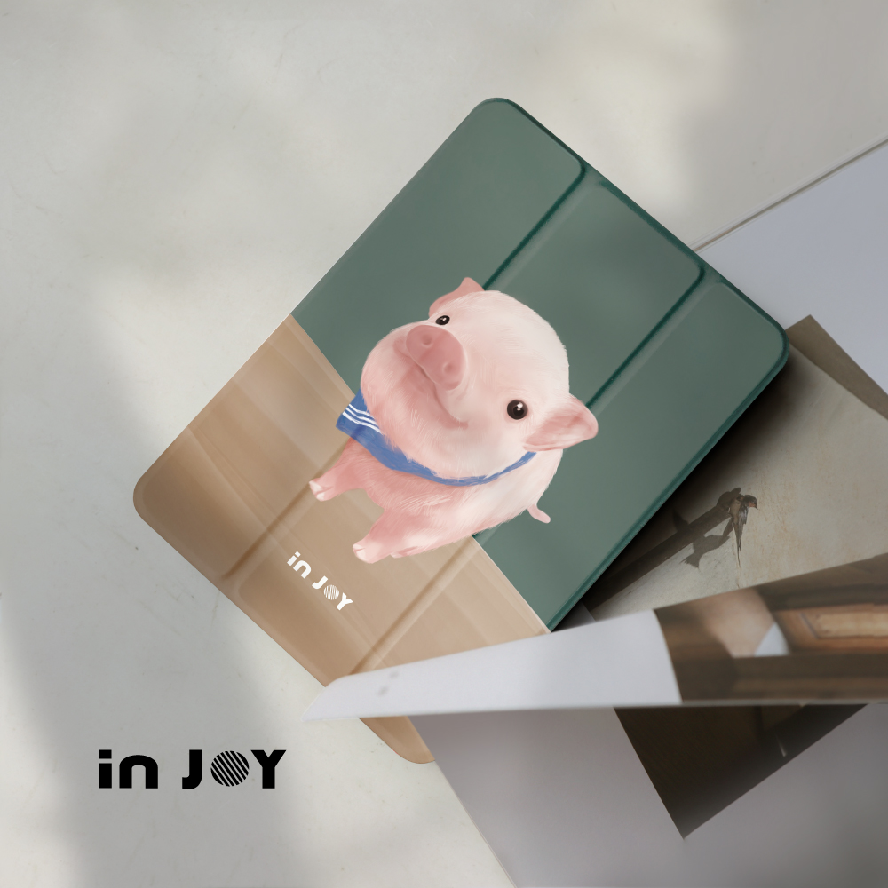 INJOY mall iPad mini7/6/5系列 波波迷你豬 附筆槽平板保護套