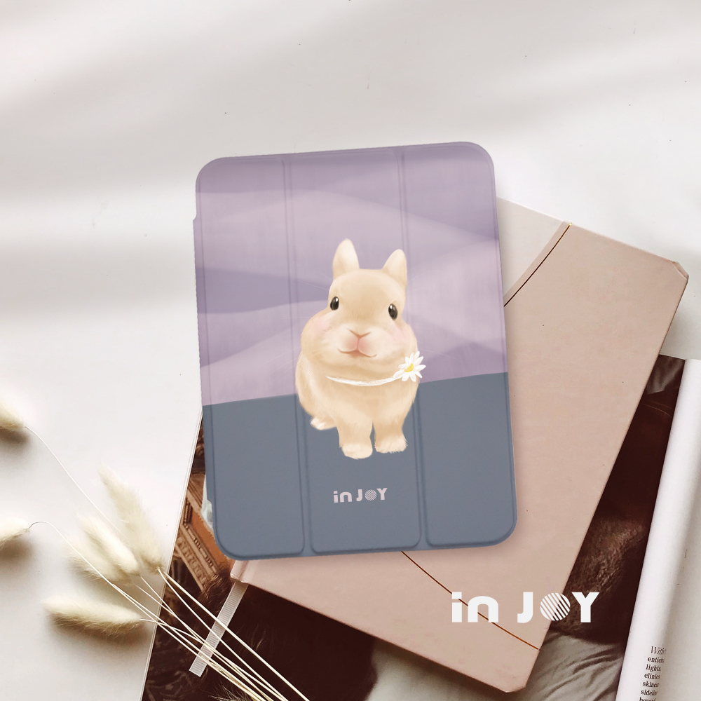 INJOY mall iPad9/iPad10/Air5/Air11/Pro11系列 療癒兔兔 附筆槽平板保護套