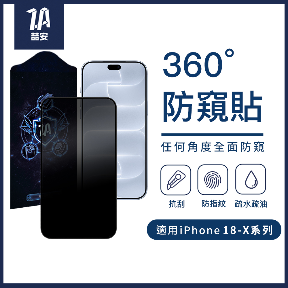 360度防窺鋼化玻璃螢幕手機保護貼膜i18/17/16/15/14/13/12/11/Xr Duo/Plus/Pro/Pro Max 適用iPhone