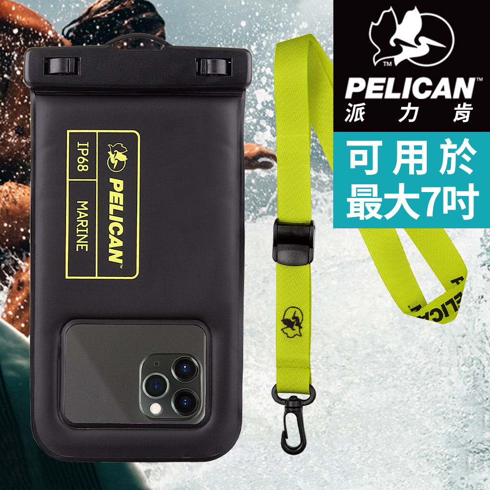 Pelican 派力肯 Marine 陸戰隊防水漂浮手機袋 - 黑/萊姆綠色
