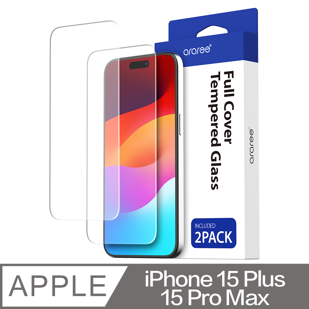 Araree  Apple iPhone 15 Plus/15 Pro Max 強化玻璃螢幕保護貼(2片裝)