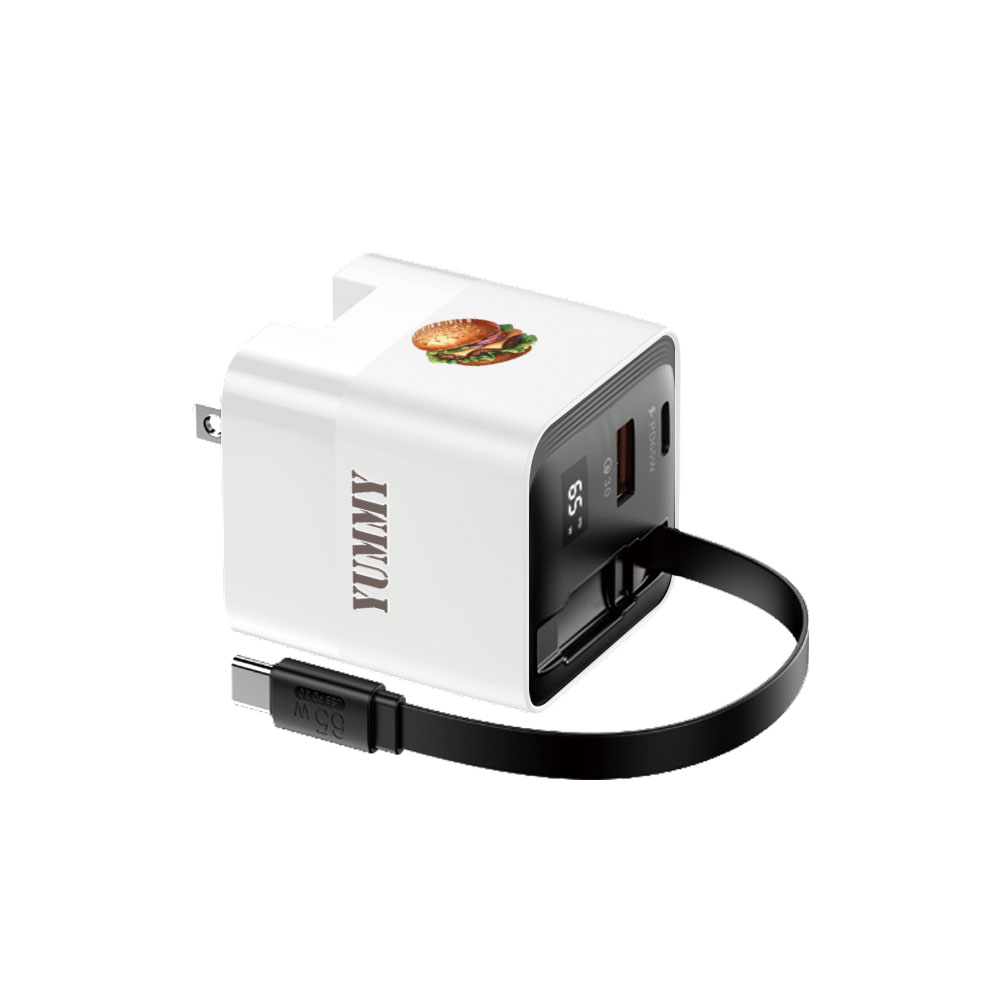 TRON PD65W 氮化鎵 自帶線急速充電器 白 可愛寵物 電源供應器