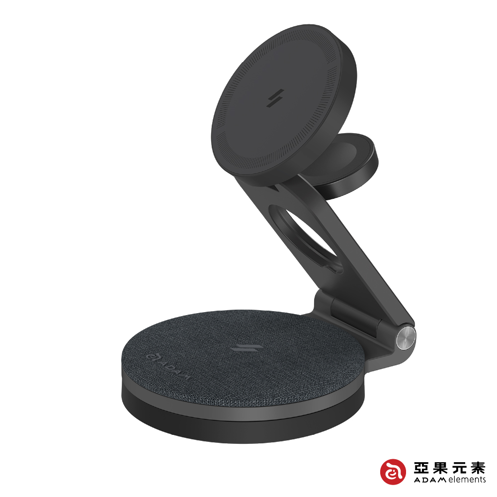 ADAM 亞果元素 Mag 360 Qi2 雙15W三合一旅行磁吸無線充電座