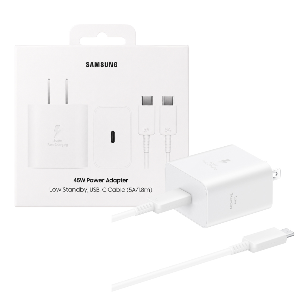 Samsung 三星 原廠新款 45W 快充旅充組 Type C -白, 內附5A/1.8m快充線【EP-T4511】