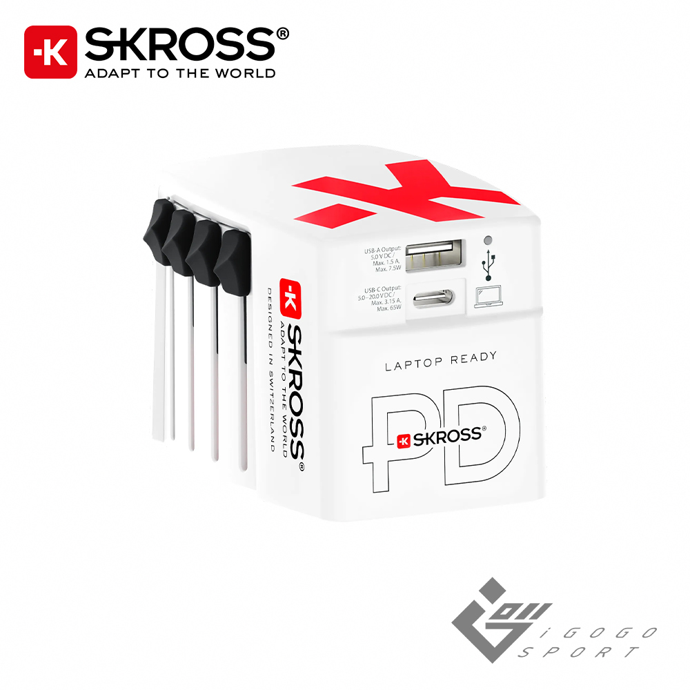 Skross 瑞士 65W Type-C/USB PD 旅行萬國插頭氮化鎵充電器(1A1C)（其他規格）