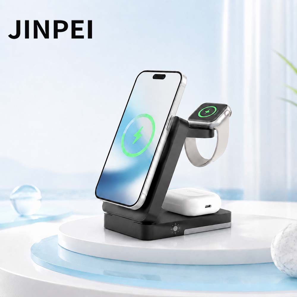 Jinpei 錦沛 Qi2三合一 無線充電器 折疊充電支架iPhone Watch Airpods 磁吸充電