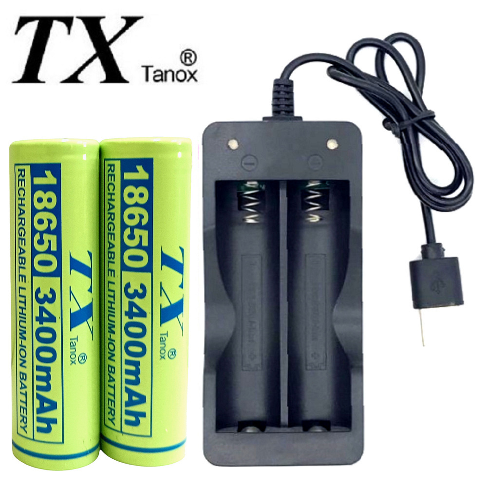 TX特林 3400mAh18650鋰充電池2入附USB充電器(LI3400-2-USB)（其他規格）