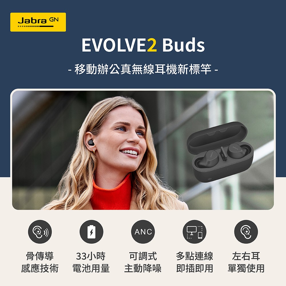 Jabra】Evolve2 Buds商務會議多點藍牙真無線耳機- Global Mall 環球Online