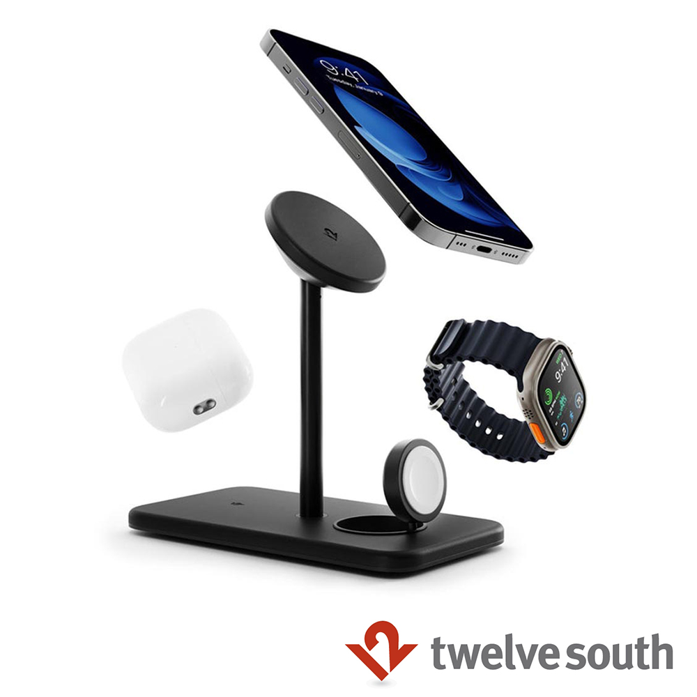 Twelve South HiRise 3 Deluxe MagSafe 三合一無線充電立架 - 黑色 (TS-2303)