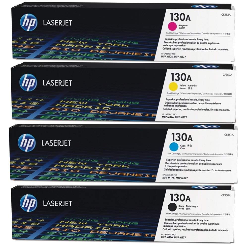 HP 惠普 CF350A(黑色)/CF351A(藍色)/CF352A(黃色)/CF353A(紅色) 原廠碳粉匣 四色一組